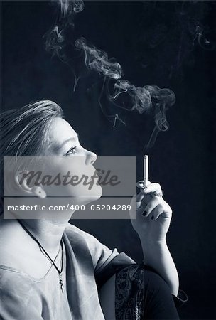 The thoughtful woman with a cigarette