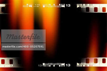color filmstrip sample with light leak background