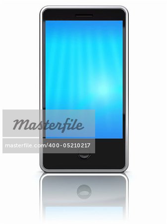 3d illustration of modern mobile phone over white background