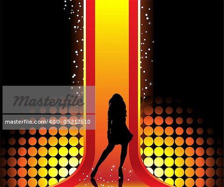 Sexy fashion girl in beautiful and colorful catwalk. Editable Vector Image