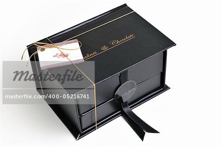 chocolate and praline luxury box with candy and sweets