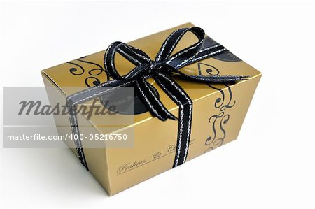 chocolate and praline luxury box with candy and sweets