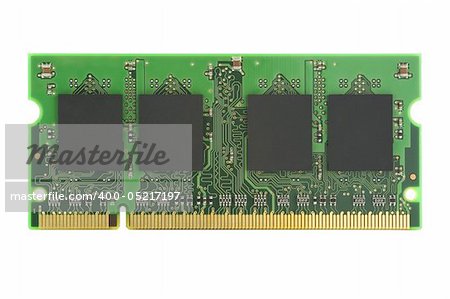 Stick of RAM isolated on white with clipping path