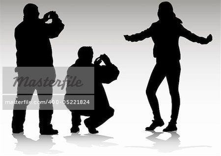 Vector image of photographer and girl model