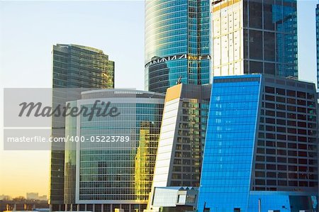 New international skyscrapers business center of Moscow city at sunset, Russia
