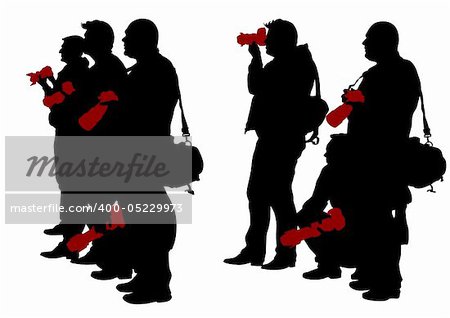 Vector image of people photographers with equipment at work