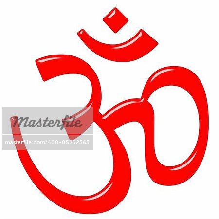 3d Hinduism symbol Aum isolated in white. Mystical syllable in Indian religions.