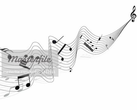 Vector musical notes staff background for design use