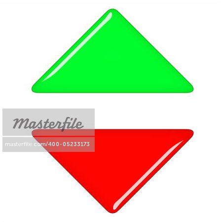3d up and down arrows isolated in white