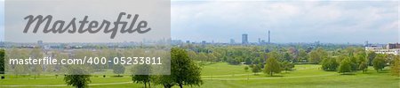 High dynamic range wide angle London panorama skyline seen from Primrose hill