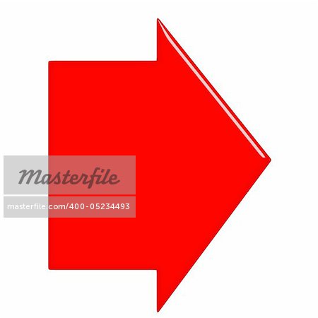 3d glossy red arrow isolated in white