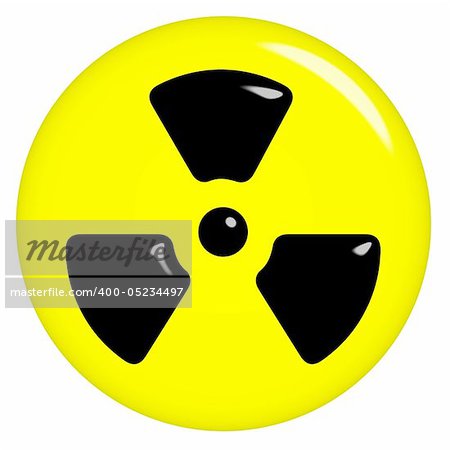 3d radioactive symbol isolated in white