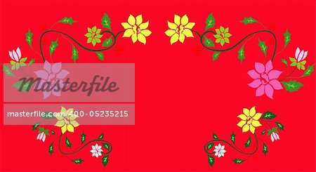 drawing of beautiful flower pattern  in a red background