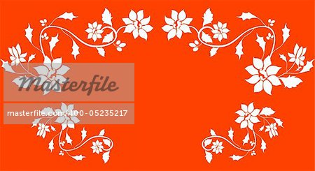 drawing of white flower in a red background
