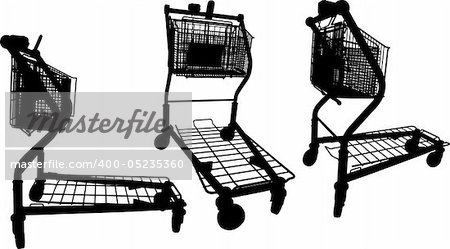 Vector silhouettes of Building materials supermarket shopping cart