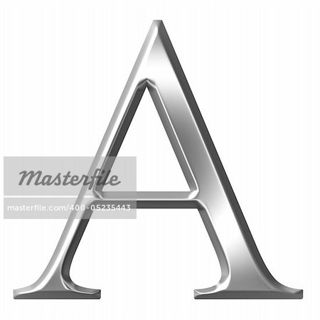 3d silver Greek letter Alpha isolated in white