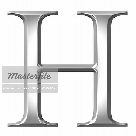 3d silver Greek letter Eta isolated in white