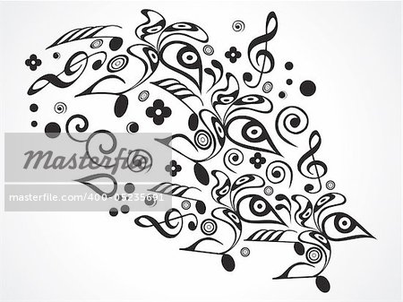abstract musical floral objects vector illustration