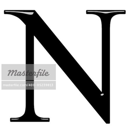 3d Greek letter Ny isolated in white