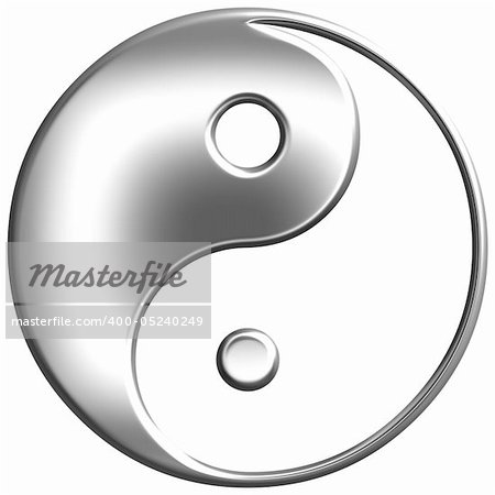 3d silver Tao symbol isolated in white