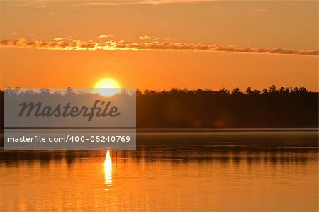 Sunset over Lake - Illinois