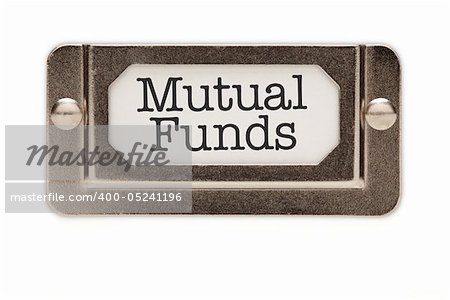 Mutual Funds File Drawer Label Isolated on a White Background.