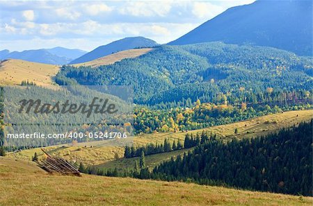beautiful autumn mountain and small village on mountainside (Carpathian. Ukraine)