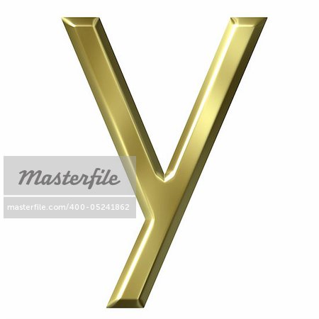 3d golden letter y isolated in white