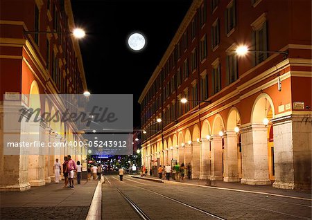 The Plaza Massena Square at night in Nice France