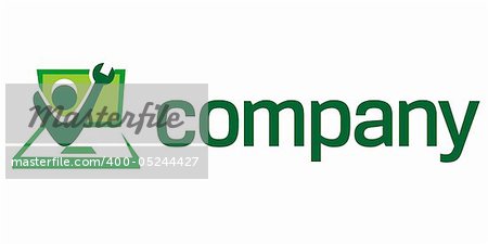 Computer/ laptop repair service logo - man with repair key symbol.