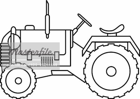 Black and White illustration of a Tractor