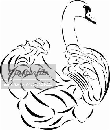 Vector illustration tattoo style sketch graceful swan.