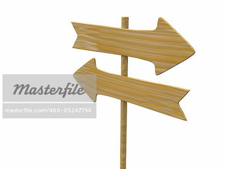 empty isolated wooden signpost. 3d