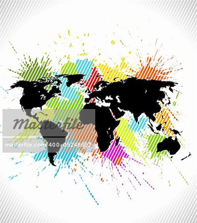 World map background. Vector illustration in grunge style.