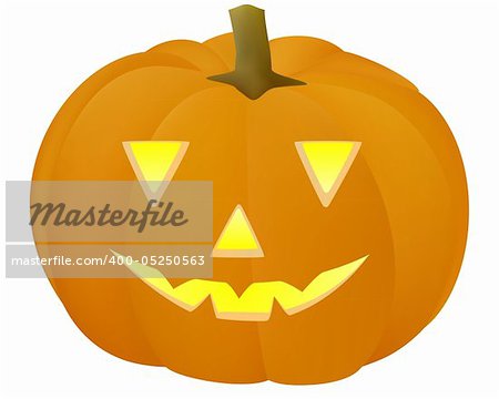 Illustration of the angry halloween pumpkin isolated over white background