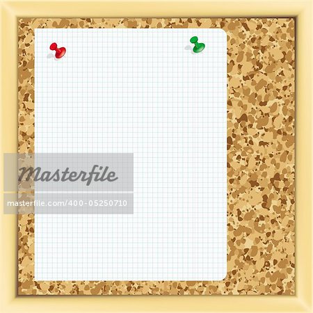 Vector. Pins on a cork notice board. - Illustration for your design