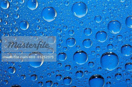 Water bubbles on blue texture