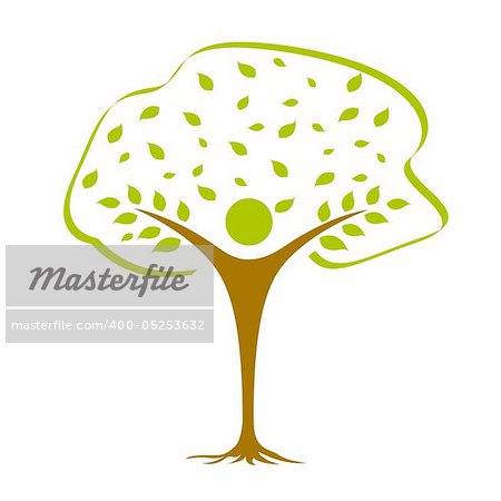 illustration of vector icon with tree against white background