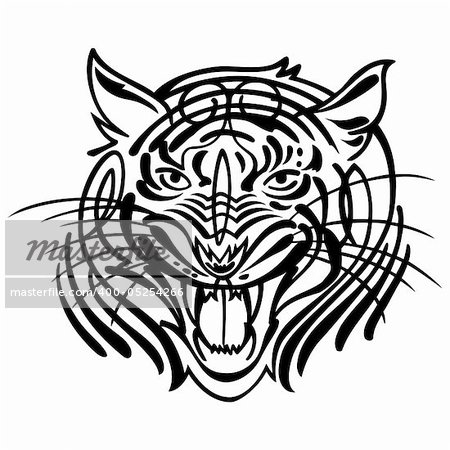 Head of an aggressive tiger. Vector illustration