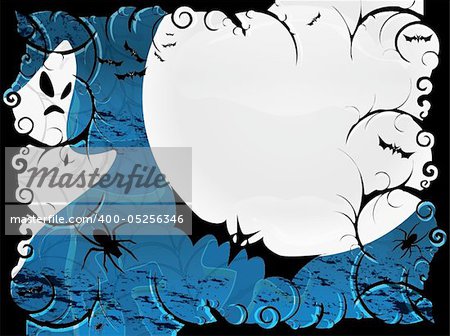 Halloween card or background in blue design