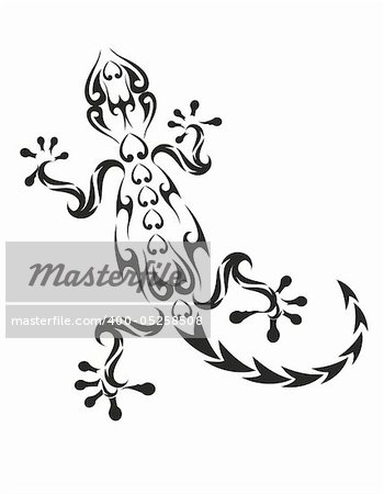 vector gecko tattoo isolated on withe background