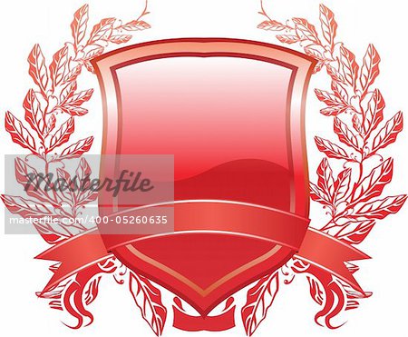 vector shield design with plant and decoration red