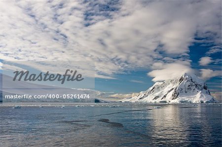 Beautiful snow-capped mountains against the blue sky