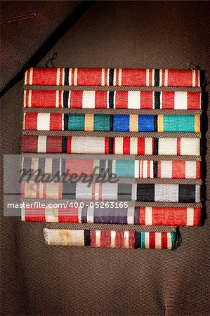 Military awards on the jacket of veteran of war