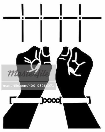 vector  illustration of the hands in manacle