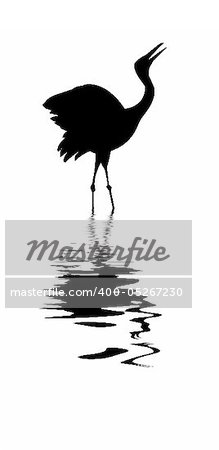 silhouette of the crane on white background