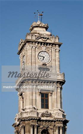 Clocktower of Dolmabahce Palace in Istanbul, Turkey