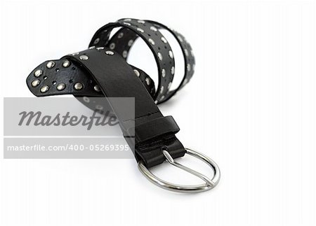 Black belt with metal detail, isolated on a white background