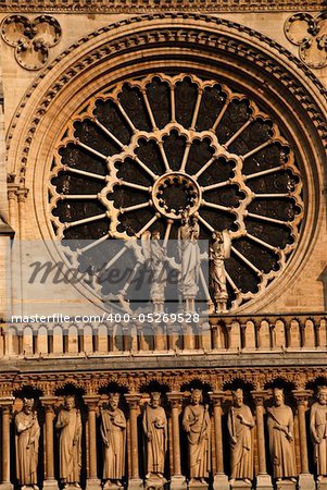 Detail of a famous cathedral Notre Dame, Paris
