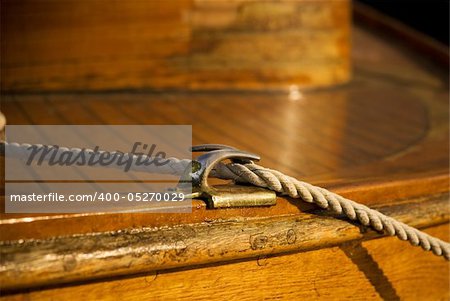 Rope on the deck of a wooden boat